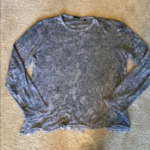 Gray Acid washed ATM Long sleeve distressed tee